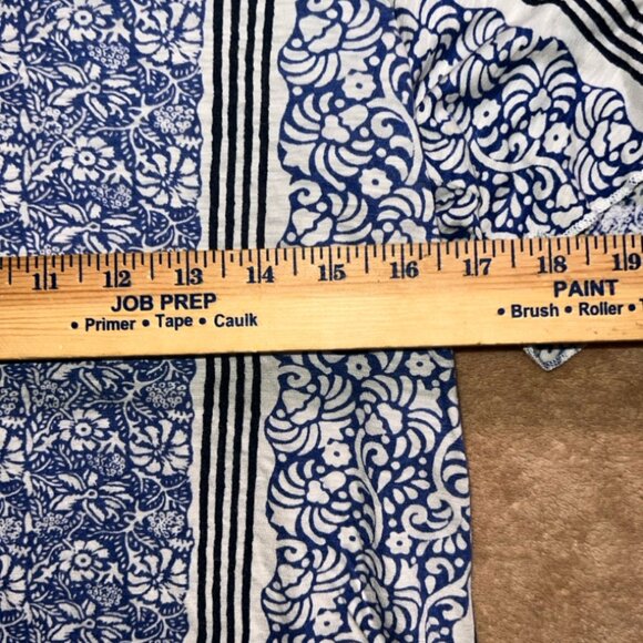 Lucky Brand Women XS Blue‎ White Black Paisley Stripe Loose Fit Shirt (W) - Picture 5 of 7